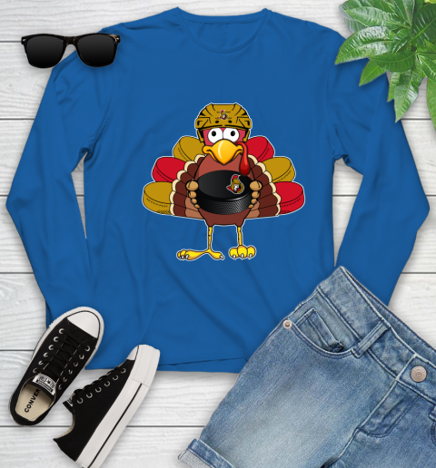 Ottawa Senators Turkey Thanksgiving Day Youth Long Sleeve 9