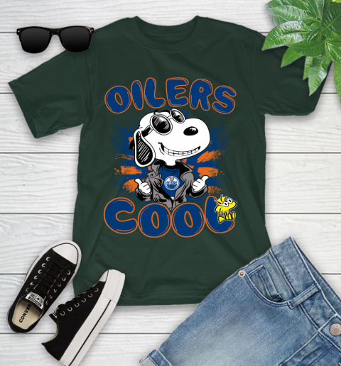NHL Hockey Edmonton Oilers Cool Snoopy Shirt Youth T-Shirt 4