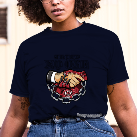 Air Jordan 1 Satin Snakeskin Matching Sneaker Tshirt Trust No One Eye Red and White Jordan Tshirt
