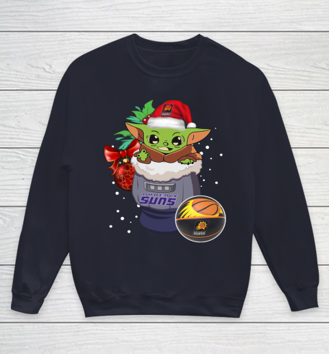 Phoenix Suns Christmas Baby Yoda Star Wars Funny Happy NBA Youth Sweatshirt 3