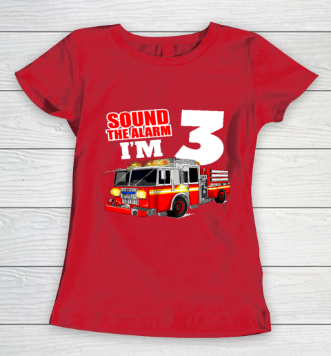 Kids Fire Truck 3rd Birthday T Shirt Boy Firefighter 3 Years Old Women's T-Shirt 9