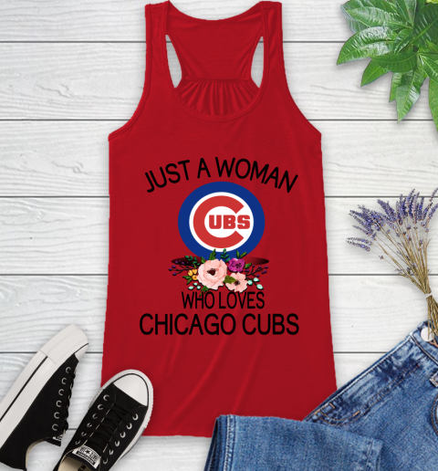 MLB Just A Woman Who Loves Chicago Cubs Baseball Sports Racerback Tank 4