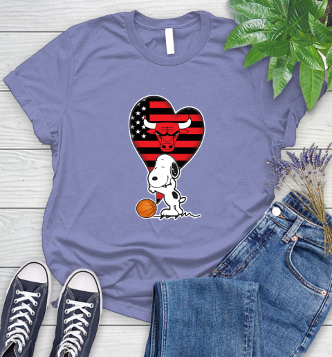 Chicago Bulls NBA Basketball The Peanuts Movie Adorable Snoopy Women's T-Shirt 11