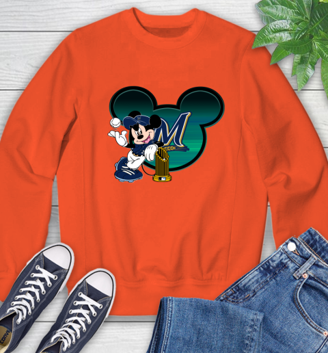 MLB Milwaukee Brewers The Commissioner's Trophy Mickey Mouse Disney Sweatshirt 4