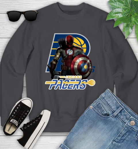 Indiana Pacers NBA Basketball Captain America Thor Spider Man Hawkeye Avengers Youth Sweatshirt 6