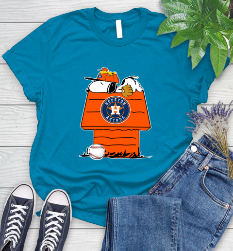MLB Houston Astros Snoopy Woodstock The Peanuts Movie Baseball T Shirt Women's T-Shirt 7