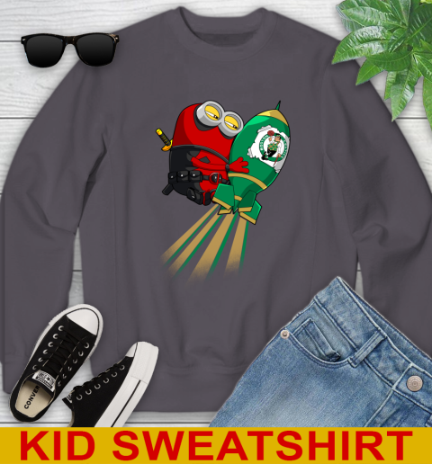 NBA Basketball Boston Celtics Deadpool Minion Marvel Shirt Youth Sweatshirt 5