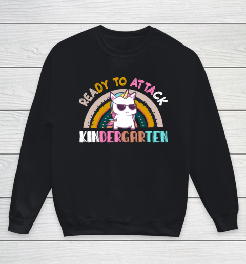Back to school shirt Ready To Attack Kindergarten Unicorn Youth Sweatshirt