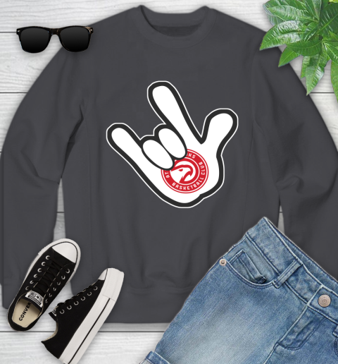 Atlanta Hawks NBA Basketball Mickey Rock Hand Disney Youth Sweatshirt 6