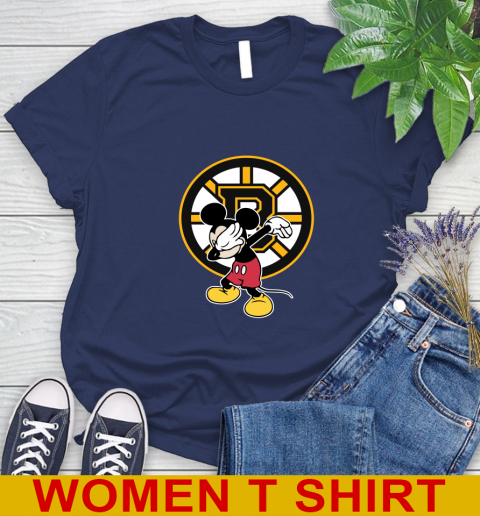 Boston Bruins NHL Hockey Dabbing Mickey Disney Sports Women's T-Shirt 12