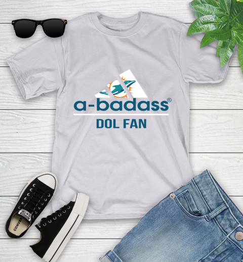 NFL A Badass Miami Dolphins Fan Adidas Football Sports Youth T-Shirt 4