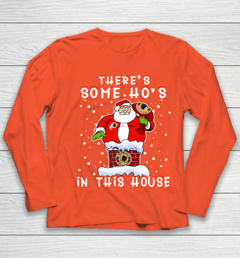 Washington Redskins Christmas There Is Some Hos In This House Santa Stuck In The Chimney NFL Youth Long Sleeve 3