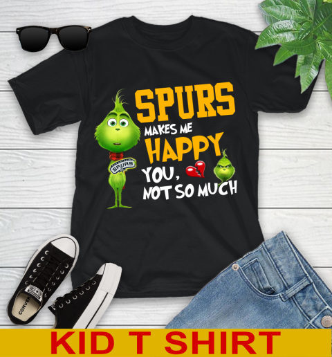 NBA San Antonio Spurs Makes Me Happy You Not So Much Grinch Basketball Sports Youth T-Shirt