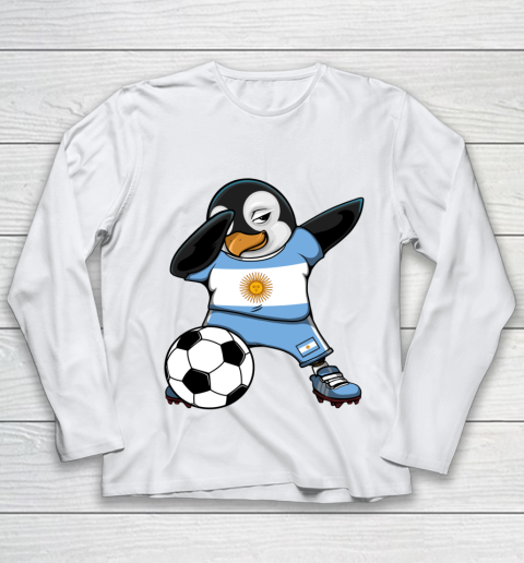 Dabbing Penguin Argentina Soccer Fans Jersey Football Lovers Youth Long Sleeve