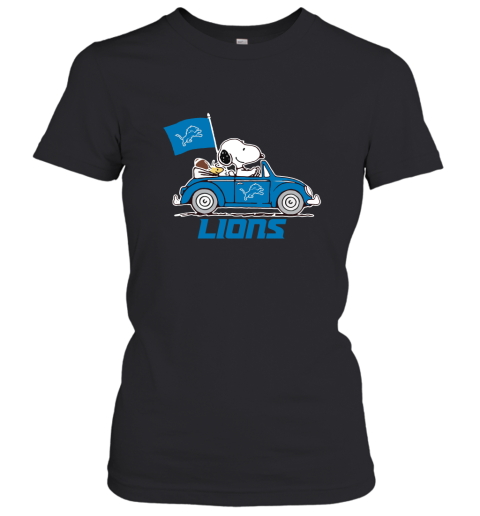 Snoopy And Woodstock Ride The Detroit Lions Car NFL Women's T-Shirt