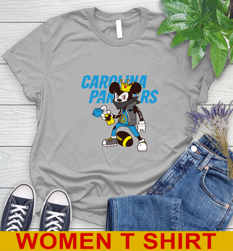 Carolina Panthers NFL Football Mickey Peace Sign Sports Women's T-Shirt 5