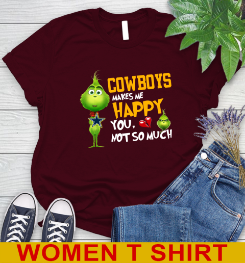 NFL Dallas Cowboys Makes Me Happy You Not So Much Grinch Football Sports Women's T-Shirt 6