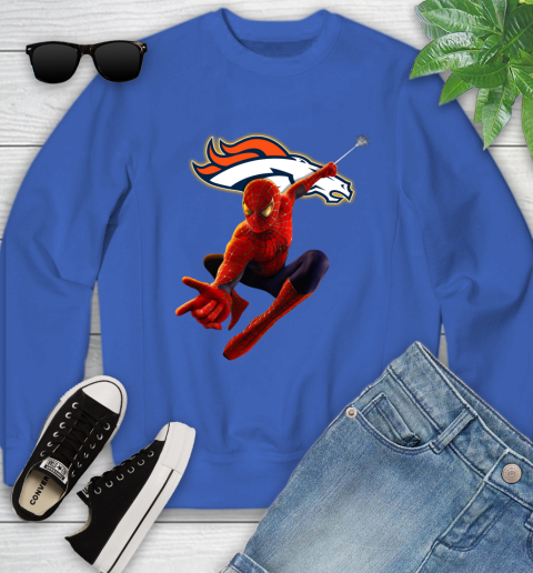NFL Spider Man Avengers Endgame Football Denver Broncos Youth Sweatshirt 8