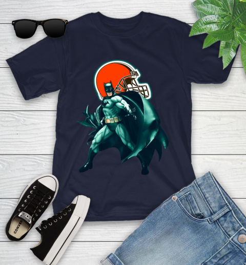 NFL Batman Football Sports Cleveland Browns Youth T-Shirt 3