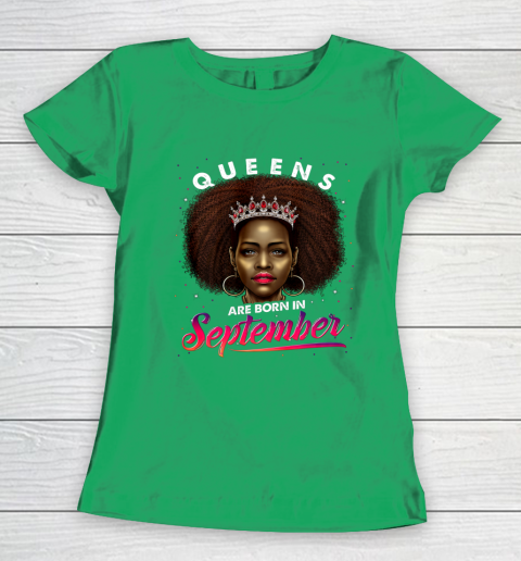 Queens Born September Shirt Black Girl Virgo Libra Birthday Women's T-Shirt 5