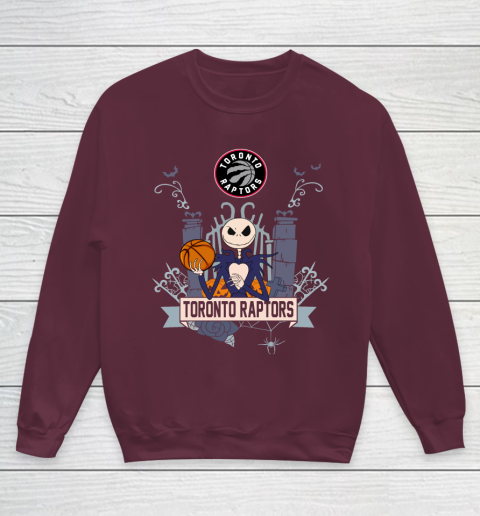 NBA Toronto Raptors Basketball Jack Skellington Halloween Youth Sweatshirt 4