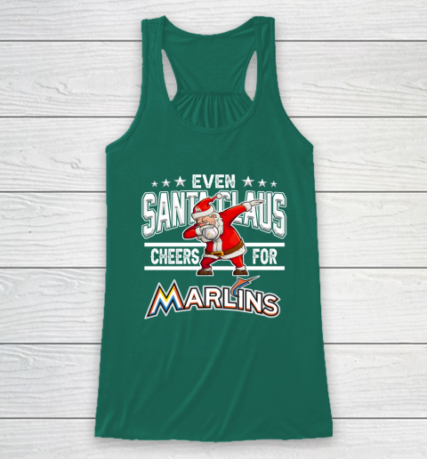 Miami Marlins Even Santa Claus Cheers For Christmas MLB Racerback Tank 5