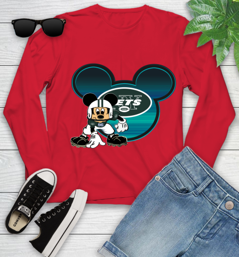 NFL New York Jets Mickey Mouse Disney Football T Shirt Youth Long Sleeve 11