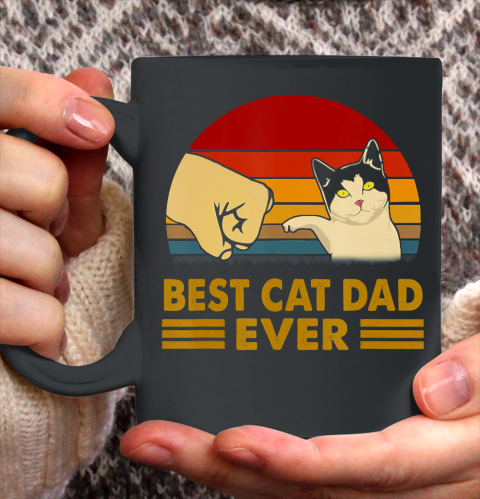 Father gift shirt Cat Dad Retro Vintage For Father's Day Cat Lovers T Shirt Ceramic Mug 11oz