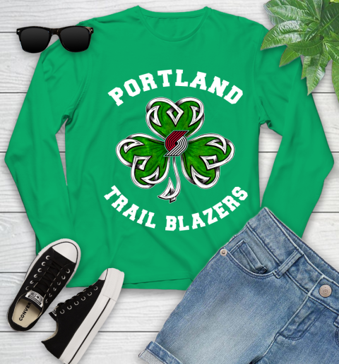 NBA Portland Trail Blazers Three Leaf Clover St Patrick's Day Basketball Sports Youth Long Sleeve 7