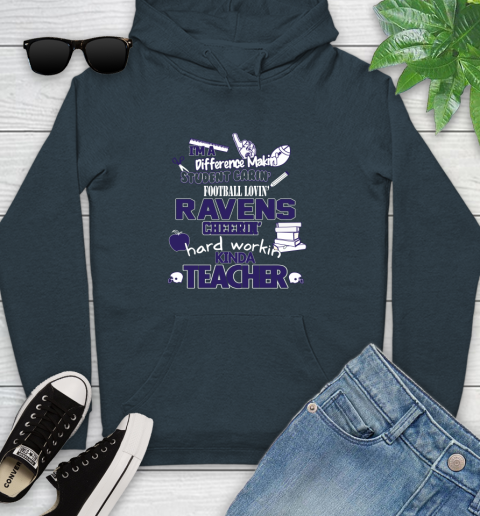 Baltimore Ravens NFL I'm A Difference Making Student Caring Football Loving Kinda Teacher Youth Hoodie 10