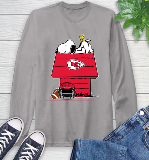 Kansas City Chiefs NFL Football Snoopy Woodstock The Peanuts Movie Long Sleeve T-Shirt 6