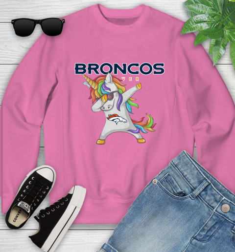 Denver Broncos NFL Football Funny Unicorn Dabbing Sports Youth Sweatshirt 7