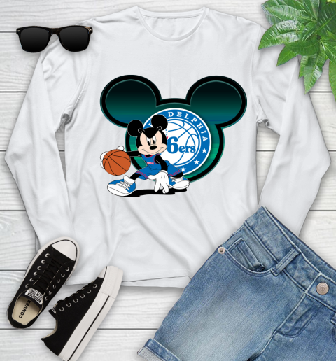 NBA Philadelphia 76ers Mickey Mouse Disney Basketball Youth Long Sleeve