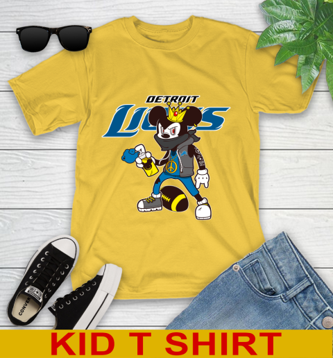 Detroit Lions NFL Football Mickey Peace Sign Sports Youth T-Shirt 8