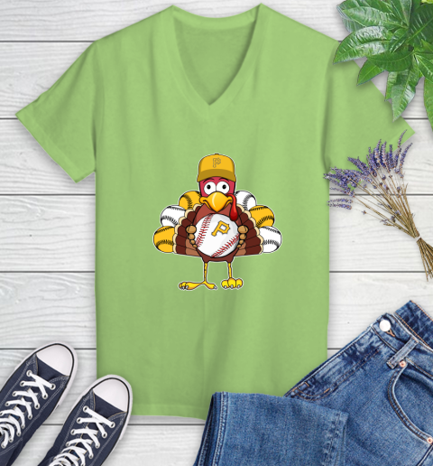 Pittsburgh Pirates Turkey thanksgiving Women's V-Neck T-Shirt 11