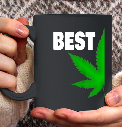 Best Buds Couples Matching BFF Marijuana Leaf Weed Best Ceramic Mug 11oz