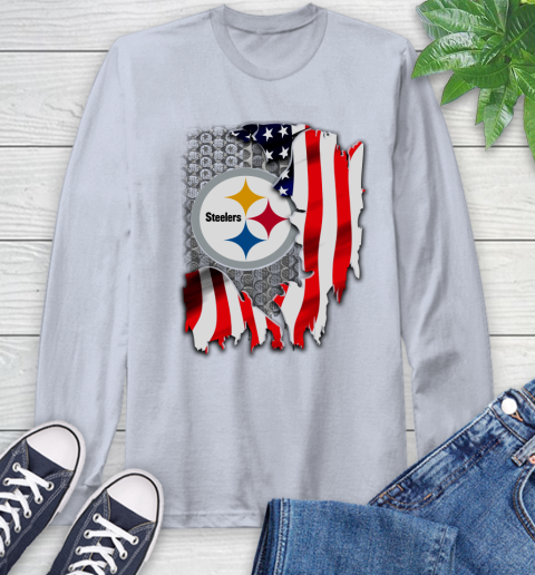 Pittsburgh Steelers NFL Football American Flag Long Sleeve T-Shirt 6