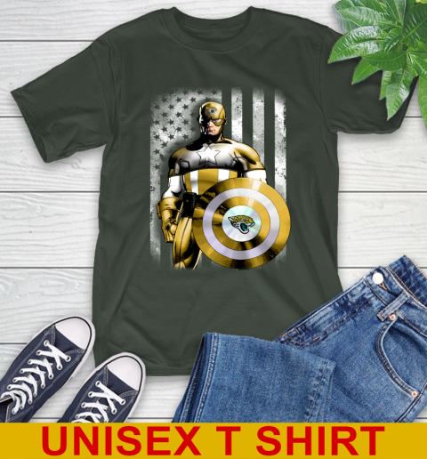 Jacksonville Jaguars NFL Football Captain America Marvel Avengers American Flag Shirt T-Shirt 6