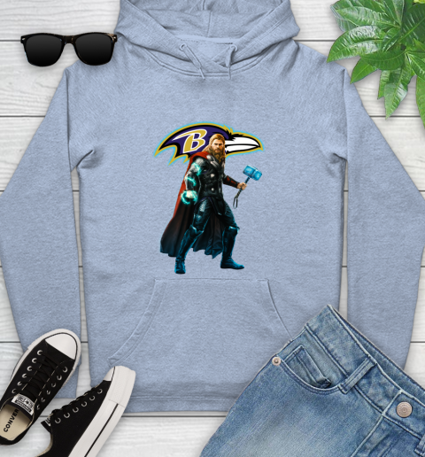 NFL Thor Avengers Endgame Football Baltimore Ravens Youth Hoodie 10