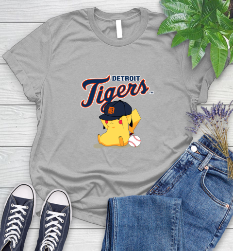 MLB Pikachu Baseball Sports Detroit Tigers Women's T-Shirt 5