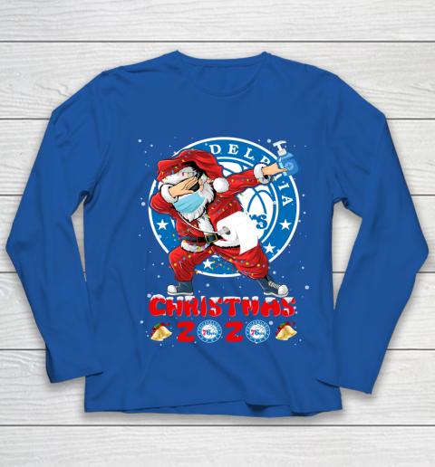 Philadelphia 76ers Funny Santa Claus Dabbing Christmas 2020 NBA Youth Long Sleeve 7