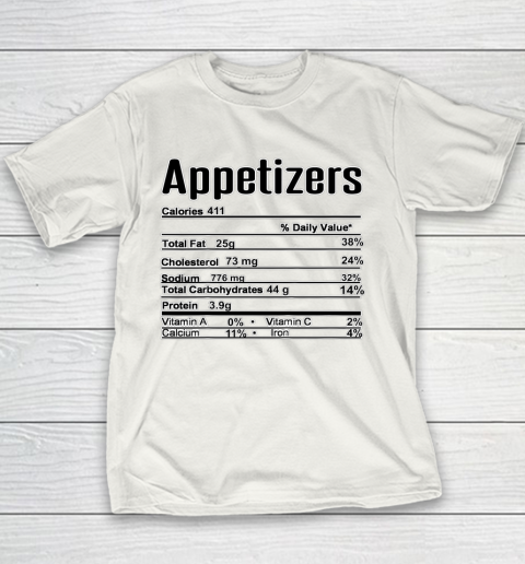 Thanksgiving Christmas Appetizers Nutrition Fact Youth T-Shirt