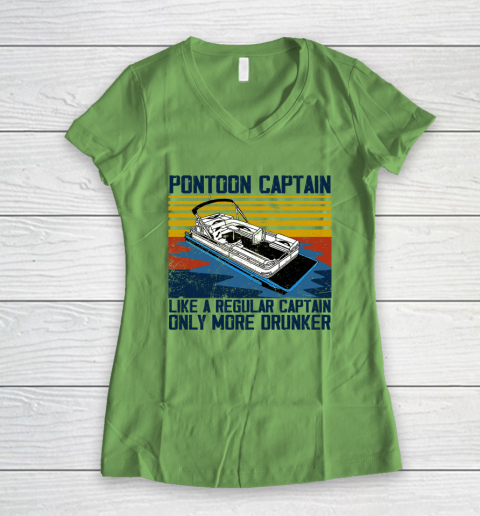 Pontoon Captain Like A Regular Captain Only More Drunker Women's V-Neck T-Shirt 5