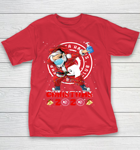 Atlanta Hawks Funny Santa Claus Dabbing Christmas 2020 NBA Youth T-Shirt 7