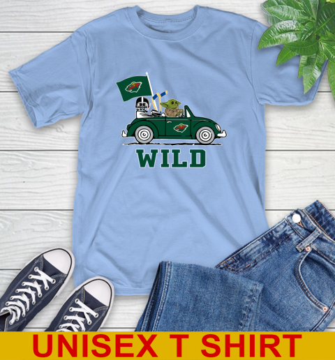 NHL Hockey Minnesota Wild Darth Vader Baby Yoda Driving Star Wars Shirt T-Shirt 11