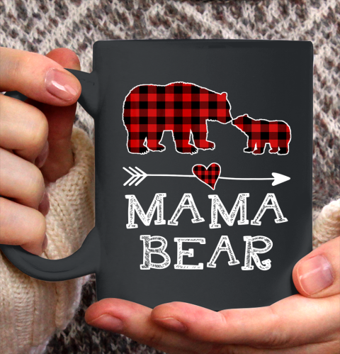 Mama Bear Christmas Pajama Red Plaid Buffalo Ceramic Mug 11oz