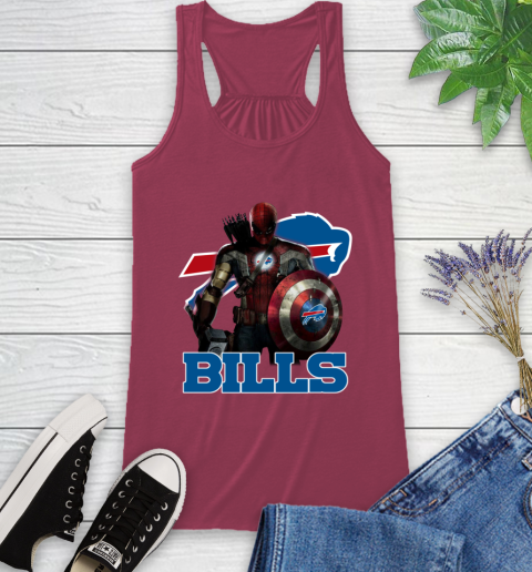 NFL Captain America Thor Spider Man Hawkeye Avengers Endgame Football Buffalo Bills Racerback Tank 8