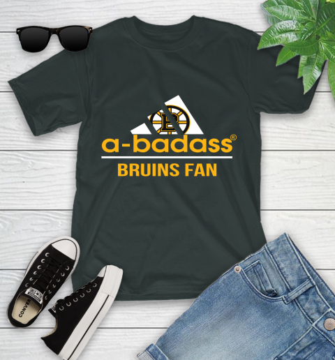 NHL A Badass Boston Bruins Fan Adidas Hockey Sports Youth T-Shirt 6