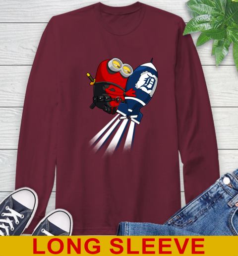 MLB Baseball Detroit Tigers Deadpool Minion Marvel Shirt Long Sleeve T-Shirt 7