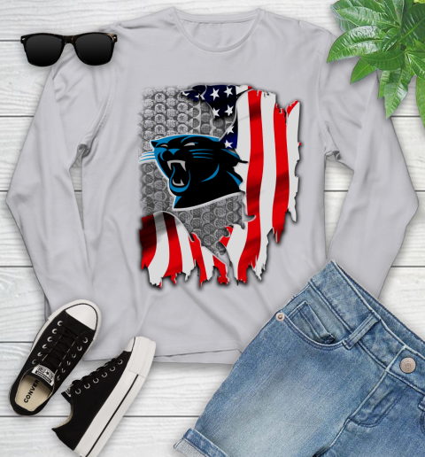 Carolina Panthers NFL Football American Flag Youth Long Sleeve 5